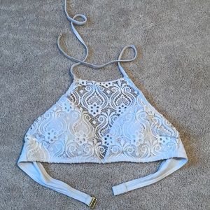 White lace crop swim suit bikini top size XL